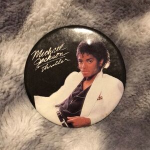 Original 1980s Michael Jackson Thriller Button Pinback Album Music VTG Rare
